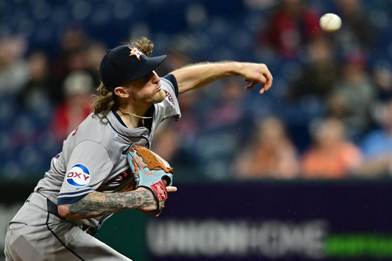 Sep 27, 2024; Cleveland, Ohio, USA; Houston Astros relief pitcher Josh Hader (71) throws a pitch during the ninth inning against the Cleveland Guardians at Progressive Field. Mandatory Credit: Ken Blaze-Imagn Images