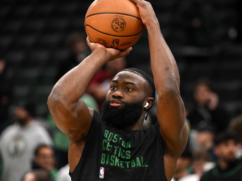 BOSTON, MASSACHUSETTS - JANUARY 29: Jaylen Brown #7 of the Boston Celtics takes a shot before a game against the New Orleans Pelicans at the TD Garden on January 29, 2024 in Boston, Massachusetts. NOTE TO USER: User expressly acknowledges and agrees that, by downloading and or using this photograph, User is consenting to the terms and conditions of the Getty Images License Agreement. (Photo by Brian Fluharty/Getty Images)