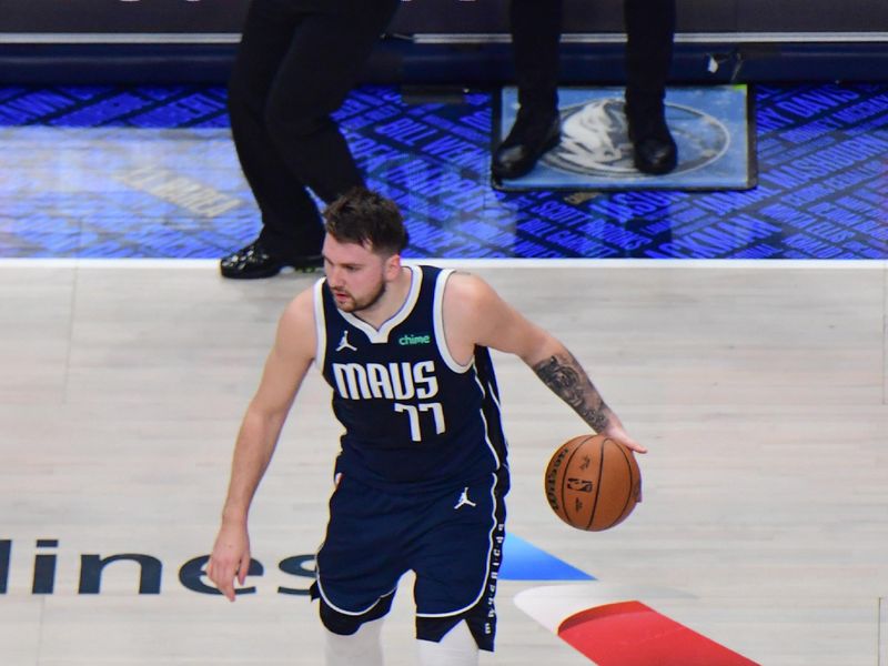 BOSTON, MA - JUNE 12:  Luka Doncic #77 of the Dallas Mavericks handles the ball during the game  against the Boston Celtics during Game Three of the 2024 NBA Finals on June 12, 2024 at the American Airlines Center in Dallas, Texas. NOTE TO USER: User expressly acknowledges and agrees that, by downloading and or using this photograph, User is consenting to the terms and conditions of the Getty Images License Agreement. Mandatory Copyright Notice: Copyright 2024 NBAE (Photo by Adam Pantozzi/NBAE via Getty Images)