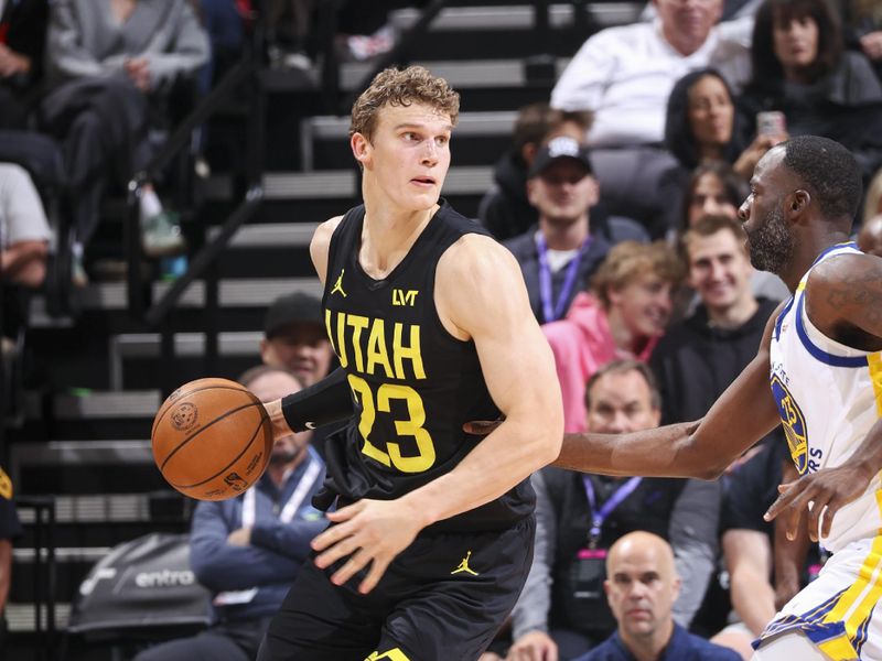 SALT LAKE CITY, UT - OCTOBER 25: Lauri Markkanen #23 of the Utah Jazz dribbles the ball during the game on October 25, 2024 at Delta Center in Salt Lake City, Utah. NOTE TO USER: User expressly acknowledges and agrees that, by downloading and or using this Photograph, User is consenting to the terms and conditions of the Getty Images License Agreement. Mandatory Copyright Notice: Copyright 2024 NBAE (Photo by Melissa Majchrzak/NBAE via Getty Images)