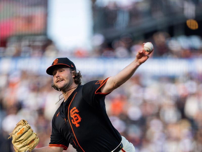 May 11, 2024; San Francisco, California, USA; San Francisco Giants pitcher Erik Miller (68) throws against the Cincinnati Reds during the seventh inning at Oracle Park. Mandatory Credit: Bob Kupbens-USA TODAY Sports