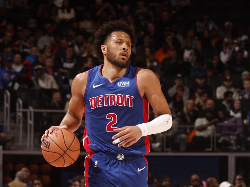 DETROIT, MI - MARCH 9: Cade Cunningham #2 of the Detroit Pistons dribbles the ball during the game against the Dallas Mavericks on March 9, 2024 at Little Caesars Arena in Detroit, Michigan. NOTE TO USER: User expressly acknowledges and agrees that, by downloading and/or using this photograph, User is consenting to the terms and conditions of the Getty Images License Agreement. Mandatory Copyright Notice: Copyright 2024 NBAE (Photo by Brian Sevald/NBAE via Getty Images)