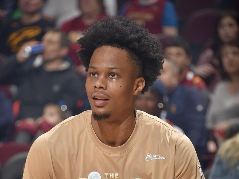 CLEVELAND, OH - MARCH 17: Isaac Okoro #35 of the Cleveland Cavaliers warms up before the game against the Washington Wizards  on March 17, 2023 at Rocket Mortgage FieldHouse in Cleveland, Ohio. NOTE TO USER: User expressly acknowledges and agrees that, by downloading and/or using this Photograph, user is consenting to the terms and conditions of the Getty Images License Agreement. Mandatory Copyright Notice: Copyright 2023 NBAE (Photo by David Liam Kyle/NBAE via Getty Images)