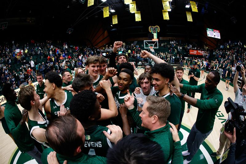 Mar 3, 2023; Fort Collins, Colorado, USA; Colorado State Rams players after the game against the New Mexico Lobos at Moby Arena. Mandatory Credit: Isaiah J. Downing-USA TODAY Sports