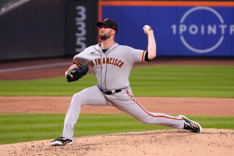 Jul 2, 2023; New York City, New York, USA; San Francisco Giants pitcher Alex Wood (57) delivers a pitch against the New York Mets during the third inning at Citi Field. Mandatory Credit: Gregory Fisher-USA TODAY Sports