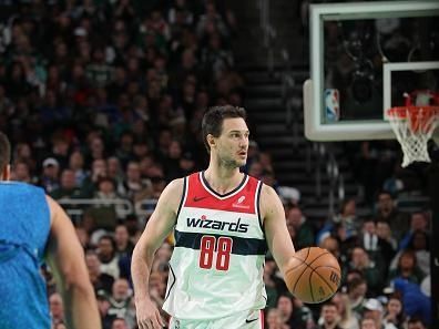 MILWAUKEE, WI - NOVEMBER 24: Danilo Gallinari #88 of the Washington Wizards brings the ball up court against the Milwaukee Bucks during the In-Season Tournament on November 24, 2023 at the Fiserv Forum Center in Milwaukee, Wisconsin. NOTE TO USER: User expressly acknowledges and agrees that, by downloading and or using this Photograph, user is consenting to the terms and conditions of the Getty Images License Agreement. Mandatory Copyright Notice: Copyright 2023 NBAE (Photo by Gary Dineen/NBAE via Getty Images).