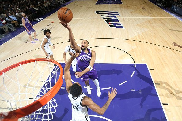 SALT LAKE CITY, UT - DECEMBER 18: Talen Horton-Tucker #5 of the Utah Jazz shoots the ball during the game against the Brooklyn Nets on December 18, 2023 at vivint.SmartHome Arena in Salt Lake City, Utah. NOTE TO USER: User expressly acknowledges and agrees that, by downloading and or using this Photograph, User is consenting to the terms and conditions of the Getty Images License Agreement. Mandatory Copyright Notice: Copyright 2023 NBAE (Photo by Melissa Majchrzak/NBAE via Getty Images)