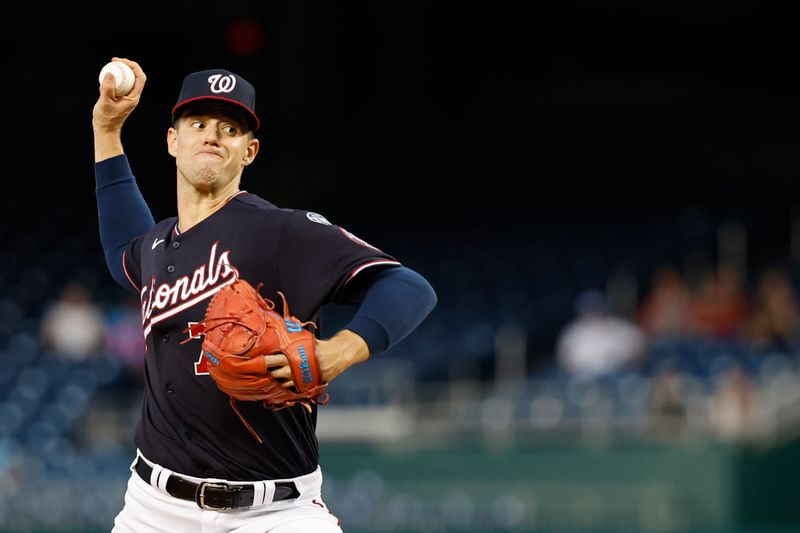 Sep 19, 2023; Washington, District of Columbia, USA; Washington Nationals starting pitcher Jackson Rutledge (79) pitches against the Chicago White Sox during the first inning at Nationals Park. Mandatory Credit: Geoff Burke-USA TODAY Sports