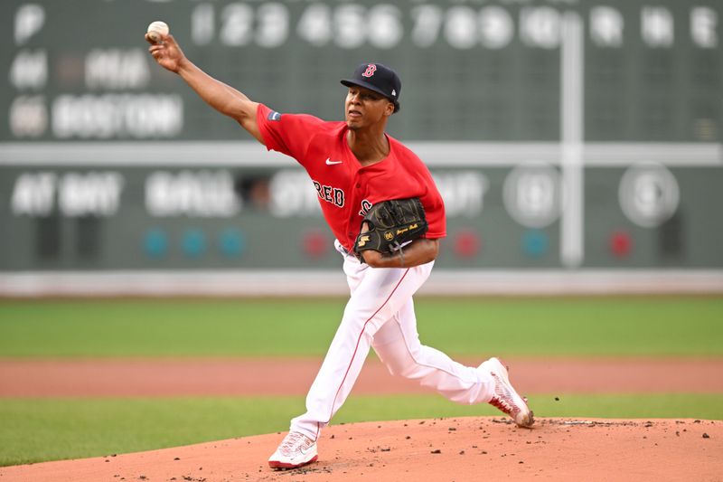 Jun 29, 2023; Boston, Massachusetts, USA; Boston Red Sox starting pitcher Brayan Bello (66) pitches against the Miami Marlins during the first inning at Fenway Park. Mandatory Credit: Brian Fluharty-USA TODAY Sports