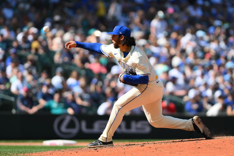 May 12, 2024; Seattle, Washington, USA; Seattle Mariners relief pitcher Andres Munoz (75) pitches to the Oakland Athletics during the ninth inning at T-Mobile Park. Mandatory Credit: Steven Bisig-USA TODAY Sports