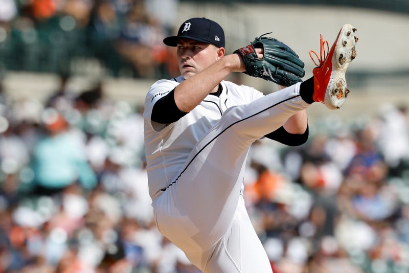 Sep 18, 2025; Detroit, Michigan, USA;  Detroit Tigers pitcher Tarik Skubal (29) pitches in the sixth inning against the Cleveland Guardians at Comerica Park. Mandatory Credit: Rick Osentoski-Imagn Images