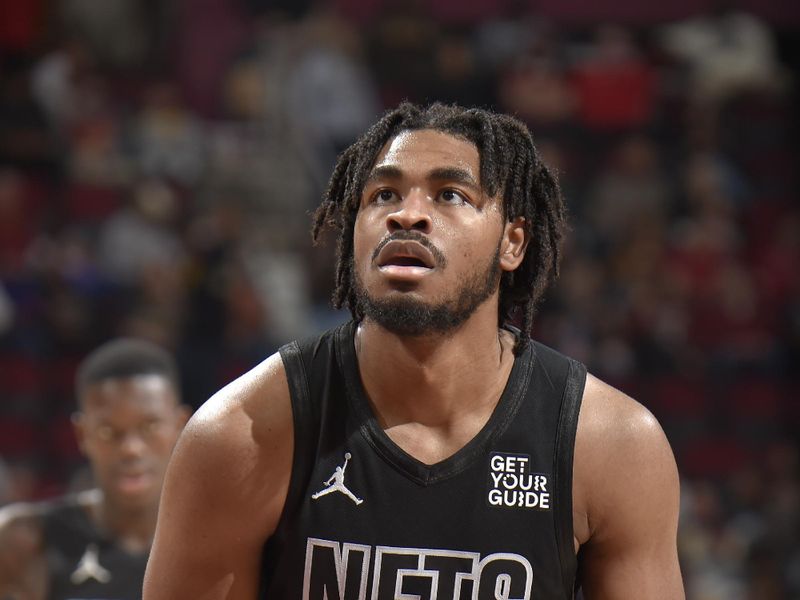 CLEVELAND, OH - NOVEMBER 9: Cam Thomas #24 of the Brooklyn Nets shoots a free throw during the game against the Cleveland Cavaliers on November 9, 2024 at Rocket Mortgage FieldHouse in Cleveland, Ohio. NOTE TO USER: User expressly acknowledges and agrees that, by downloading and/or using this Photograph, user is consenting to the terms and conditions of the Getty Images License Agreement. Mandatory Copyright Notice: Copyright 2024 NBAE (Photo by David Liam Kyle/NBAE via Getty Images)