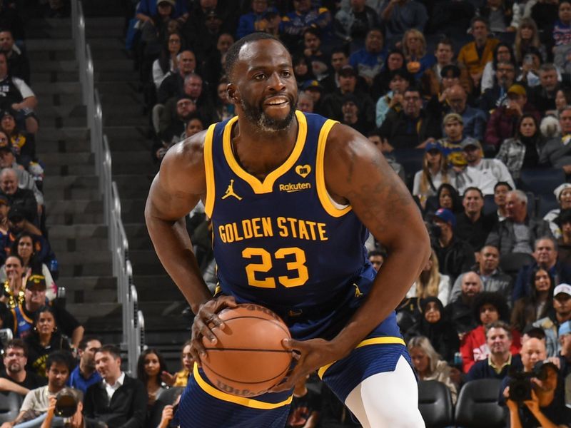 SAN FRANCISCO, CA - JANUARY 25:  Draymond Green #23 of the Golden State Warriors handles the ball during the game  on January 25, 2024 at Chase Center in San Francisco, California. NOTE TO USER: User expressly acknowledges and agrees that, by downloading and or using this photograph, user is consenting to the terms and conditions of Getty Images License Agreement. Mandatory Copyright Notice: Copyright 2024 NBAE (Photo by Noah Graham/NBAE via Getty Images)