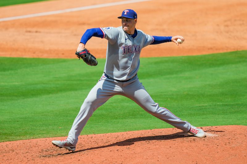 Aug 21, 2025; Kansas City, Missouri, USA; Texas Rangers starting pitcher Patrick Corbin (46) pitches during the third inning against the Kansas City Royals at Kauffman Stadium. Mandatory Credit: Jay Biggerstaff-Imagn Images