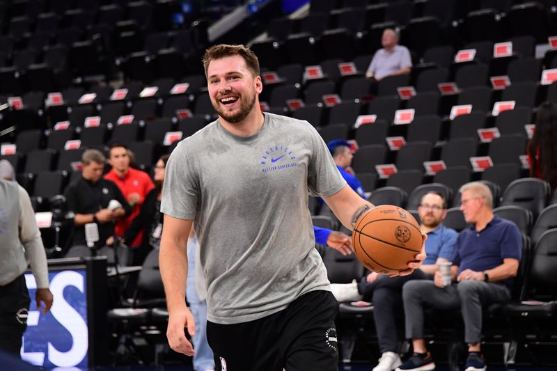 INGLEWOOD, CA - OCTOBER 14: Luka Doncic #77 of the Dallas Mavericks smiles before the game against the LA Clippers during a NBA Preseason game on October 14, 2024 at the Intuit Dome in Inglewood, California. NOTE TO USER: User expressly acknowledges and agrees that, by downloading and/or using this Photograph, user is consenting to the terms and conditions of the Getty Images License Agreement. Mandatory Copyright Notice: Copyright 2024 NBAE (Photo by Adam Pantozzi/NBAE via Getty Images)