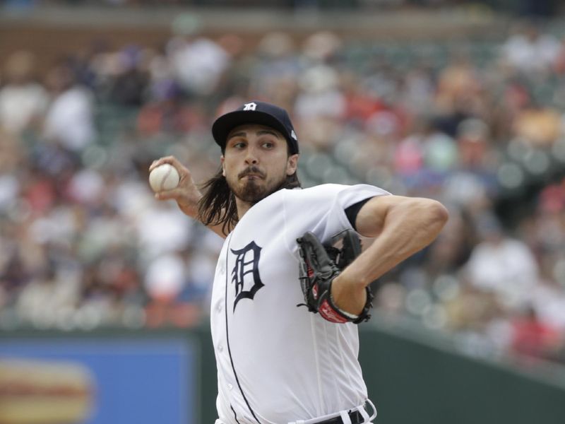 Jul 23, 2023; Detroit, Michigan, USA; Detroit Tigers pitcher Alex Faedo (49) pitches during the third inning at Comerica Park. Mandatory Credit: Brian Bradshaw Sevald-USA TODAY Sports