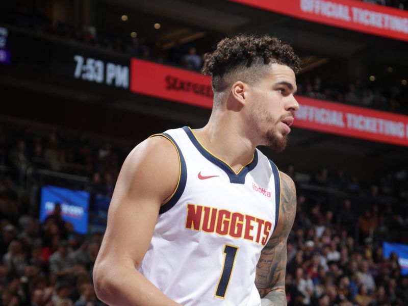 SALT LAKE CITY, UT - WEDNESDAY 27: Michael Porter Jr. #1 of the Denver Nuggets looks on during the game against the Utah Jazz on Wednesday 27, 2024 at vivint.SmartHome Arena in Salt Lake City, Utah. NOTE TO USER: User expressly acknowledges and agrees that, by downloading and or using this Photograph, User is consenting to the terms and conditions of the Getty Images License Agreement. Mandatory Copyright Notice: Copyright 2024 NBAE (Photo by Melissa Majchrzak/NBAE via Getty Images)