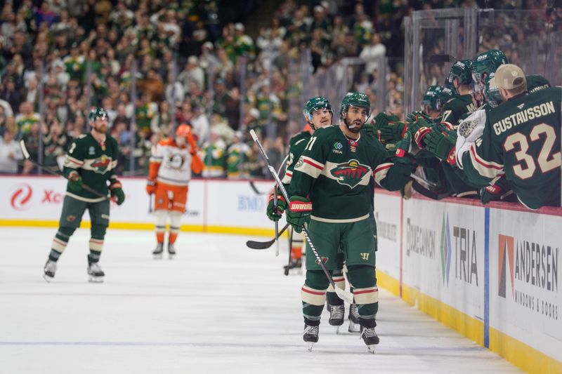 Apr 14, 2026; Saint Paul, Minnesota, USA; Minnesota Wild center Robby Fabbri (21) celebrates scoring a goal against the Anaheim Ducks in the third period at Grand Casino Arena. Mandatory Credit: Matt Blewett-Imagn Images Apr 14, 2026; Saint Paul, Minnesota, USA; Minnesota Wild center Robby Fabbri (21) celebrates scoring a goal against the Anaheim Ducks in the third period at Grand Casino Arena. Mandatory Credit: Matt Blewett-Imagn Images