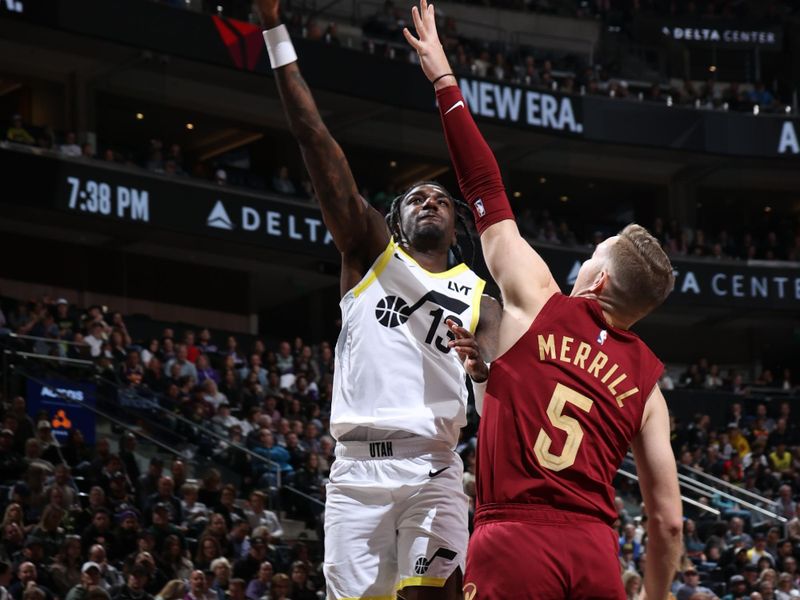 SALT LAKE CITY, UT - APRIL 2: Kira Lewis Jr. #13 of the Utah Jazz shoots the ball during the game against the Cleveland Cavaliers on April 2, 2024 at Delta Center in Salt Lake City, Utah. NOTE TO USER: User expressly acknowledges and agrees that, by downloading and or using this Photograph, User is consenting to the terms and conditions of the Getty Images License Agreement. Mandatory Copyright Notice: Copyright 2024 NBAE (Photo by Melissa Majchrzak/NBAE via Getty Images)