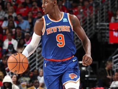 NEW ORLEANS, LA - OCTOBER 28: RJ Barrett #9 of the New York Knicks dribbles the ball during the game against the New Orleans Pelicans on October 28, 2023 at the Smoothie King Center in New Orleans, Louisiana. NOTE TO USER: User expressly acknowledges and agrees that, by downloading and or using this Photograph, user is consenting to the terms and conditions of the Getty Images License Agreement. Mandatory Copyright Notice: Copyright 2023 NBAE (Photo by Layne Murdoch Jr./NBAE via Getty Images)