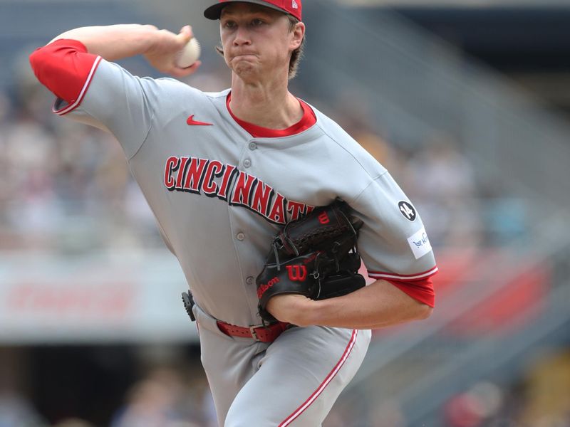 May 21, 2025; Pittsburgh, Pennsylvania, USA;  Cincinnati Reds starting  pitcher Brady Singer (51) delivers a pitch against the Pittsburgh Pirates during the first inning at PNC Park. Mandatory Credit: Charles LeClaire-Imagn Images