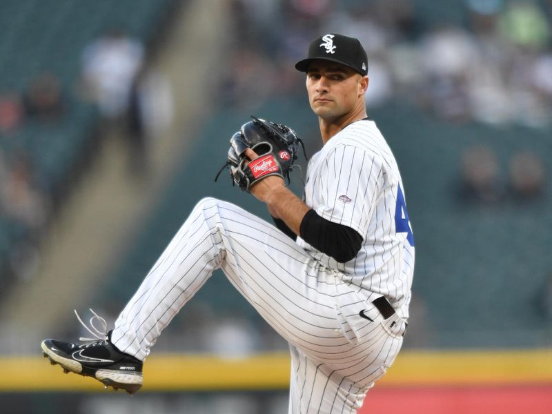 Apr 15, 2024; Chicago, Illinois, USA; Chicago White Sox starting pitcher Nick Nastrini pitches during the first inning against the Kansas City Royals at Guaranteed Rate Field. Mandatory Credit: Patrick Gorski-USA TODAY Sports