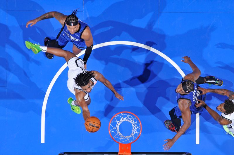 ORLANDO, FL - OCTOBER 25: Cam Thomas #24 of the Brooklyn Nets drives to the basket during the game against the Orlando Magic on October 25, 2024 at Kia Center in Orlando, Florida. NOTE TO USER: User expressly acknowledges and agrees that, by downloading and or using this photograph, User is consenting to the terms and conditions of the Getty Images License Agreement. Mandatory Copyright Notice: Copyright 2024 NBAE (Photo by Fernando Medina/NBAE via Getty Images)