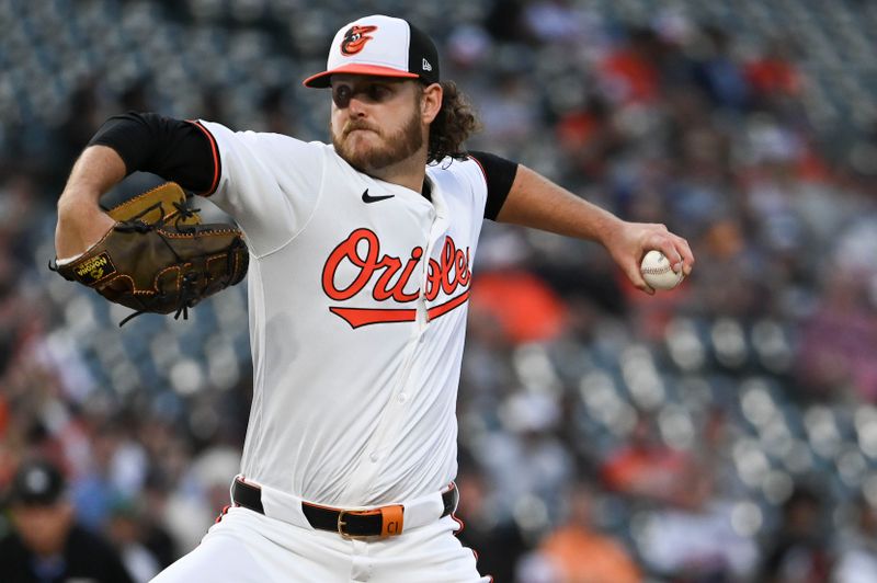 Apr 15, 2024; Baltimore, Maryland, USA;  Baltimore Orioles starting pitch Cole Irvin throws a third  inning pitch against the Minnesota Twins at Oriole Park at Camden Yards. Mandatory Credit: Tommy Gilligan-USA TODAY Sports