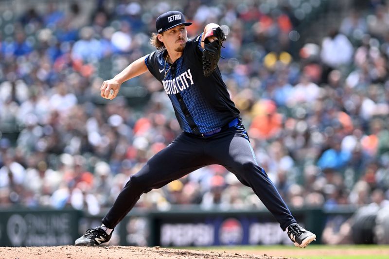 May 29, 2024; Detroit, Michigan, USA;  Detroit Tigers pitcher Mason Englert (53) throws a pitch against the Pittsburgh Pirates in the ninth inning at Comerica Park. Mandatory Credit: Lon Horwedel-USA TODAY Sports