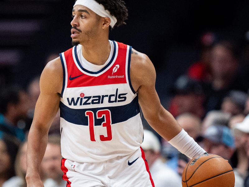 CHARLOTTE, NORTH CAROLINA - FEBRUARY 03: Jordan Poole #13 of the Washington Wizards plays against the Charlotte Hornets during their game at Spectrum Center on February 03, 2025 in Charlotte, North Carolina. NOTE TO USER: User expressly acknowledges and agrees that, by downloading and or using this photograph, User is consenting to the terms and conditions of the Getty Images License Agreement. (Photo by Jacob Kupferman/Getty Images)