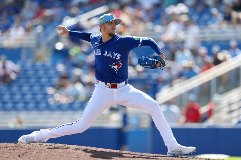 Mar 6, 2026; Dunedin, Florida, USA; Toronto Blue Jays pitcher Jeff Hoffman (23) throws a pitch against the Pittsburgh Pirates in the fifth inning during spring training at TD Ballpark. Mandatory Credit: Nathan Ray Seebeck-Imagn Images