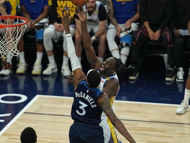MINNEAPOLIS, MN -  MAY 8:   Draymond Green #23 of the Golden State Warriors drives to the basket during the game against the Minnesota Timberwolves during Round 2 Game 2 of the 2025 NBA Playoffs on May 8, 2025 at Target Center in Minneapolis, Minnesota. NOTE TO USER: User expressly acknowledges and agrees that, by downloading and or using this Photograph, user is consenting to the terms and conditions of the Getty Images License Agreement. Mandatory Copyright Notice: Copyright 2025 NBAE (Photo by Jordan Johnson/NBAE via Getty Images)