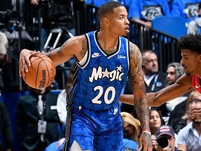 ORLANDO, FL - OCTOBER 25: Markelle Fultz #20 of the Orlando Magic dribbles the ball during the game against the Houston Rockets on October 25, 2023 at Amway Center in Orlando, Florida. NOTE TO USER: User expressly acknowledges and agrees that, by downloading and or using this photograph, User is consenting to the terms and conditions of the Getty Images License Agreement. Mandatory Copyright Notice: Copyright 2023 NBAE (Photo by Fernando Medina/NBAE via Getty Images)