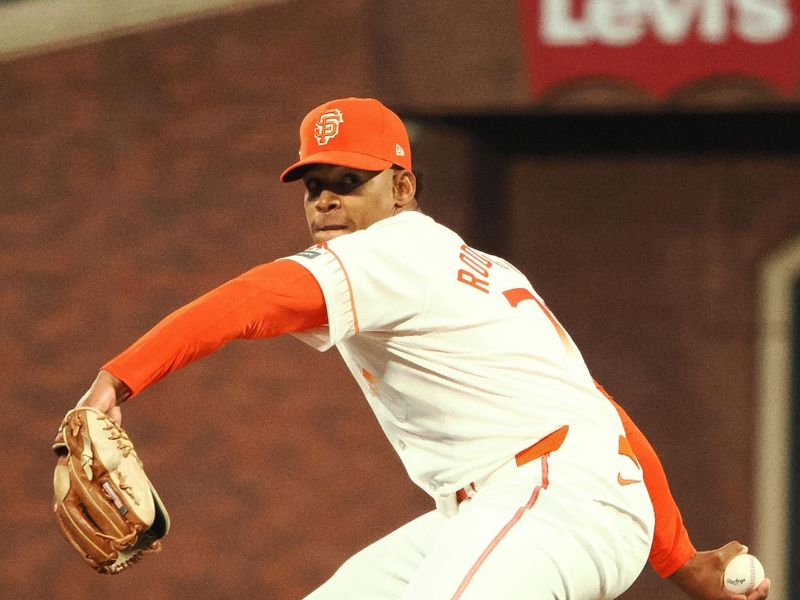 May 14, 2024; San Francisco, California, USA; San Francisco Giants relief pitcher Randy Rodriguez (73) pitches against the Los Angeles Dodgers during the sixth inning at Oracle Park. Mandatory Credit: Kelley L Cox-USA TODAY Sports