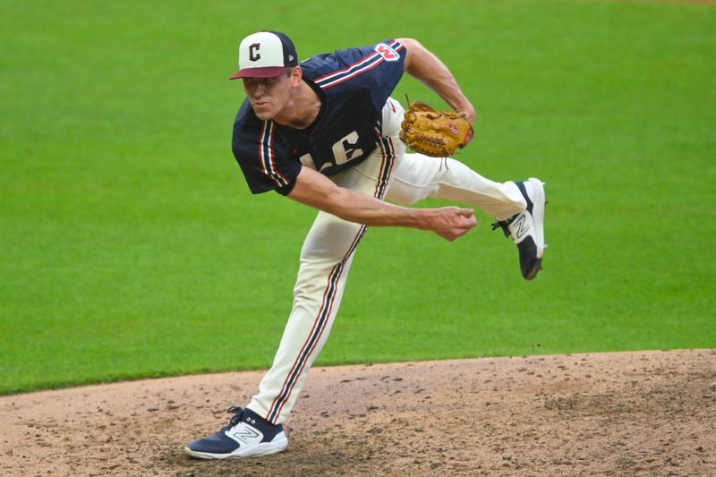 Jun 18, 2024; Cleveland, Ohio, USA; Cleveland Guardians relief pitcher Cade Smith (36) delivers a pitch in the the sixth inning against the Seattle Mariners at Progressive Field. Mandatory Credit: David Richard-USA TODAY Sports