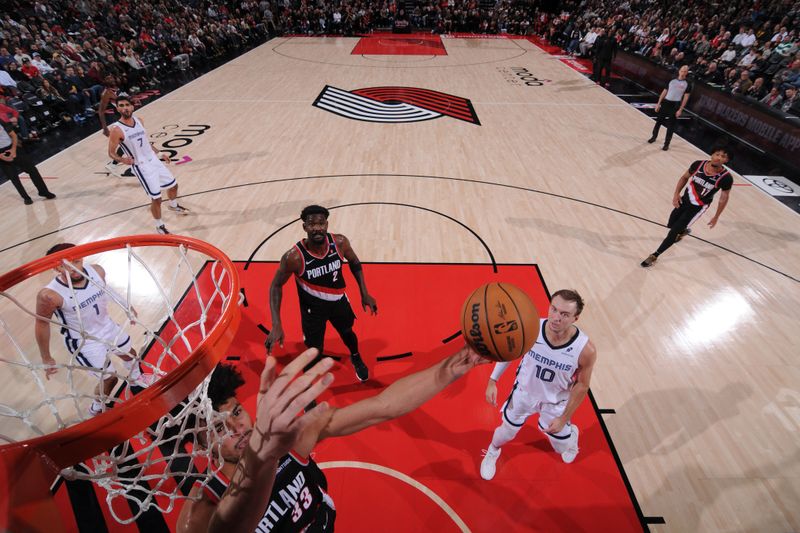 PORTLAND, OR - NOVEMBER 10: Toumani Camara #33 of the Portland Trail Blazers shoots the ball during the game against the Memphis Grizzlies on November 10, 2024 at the Moda Center Arena in Portland, Oregon. NOTE TO USER: User expressly acknowledges and agrees that, by downloading and or using this photograph, user is consenting to the terms and conditions of the Getty Images License Agreement. Mandatory Copyright Notice: Copyright 2024 NBAE (Photo by Cameron Browne/NBAE via Getty Images)