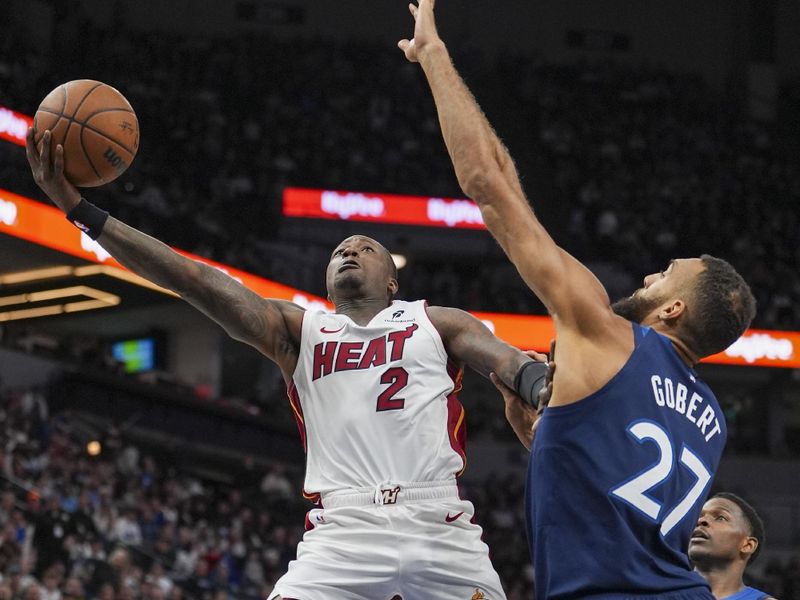 MINNEAPOLIS, MN -  NOVEMBER 10:  Terry Rozier #2 of the Miami Heat shoots the ball during the game against the Minnesota Timberwolves on November 10, 2024 at Target Center in Minneapolis, Minnesota. NOTE TO USER: User expressly acknowledges and agrees that, by downloading and or using this Photograph, user is consenting to the terms and conditions of the Getty Images License Agreement. Mandatory Copyright Notice: Copyright 2024 NBAE (Photo by Jordan Johnson/NBAE via Getty Images)