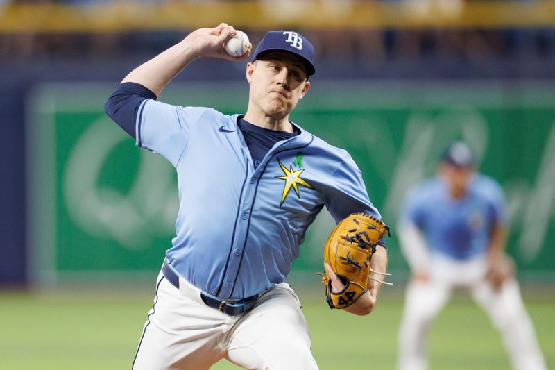 May 22, 2024; St. Petersburg, Florida, USA;  Tampa Bay Rays pitcher Phil Maton (88) throws a pitch against the Boston Red Sox in the seventh inning at Tropicana Field. Mandatory Credit: Nathan Ray Seebeck-USA TODAY Sports