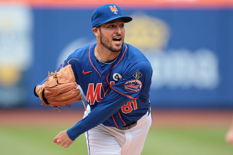 Jun 2, 2024; New York City, New York, USA; New York Mets relief pitcher Danny Young (81) delivers a pitch during the sixth inning against the Arizona Diamondbacks at Citi Field. Mandatory Credit: Vincent Carchietta-USA TODAY Sports