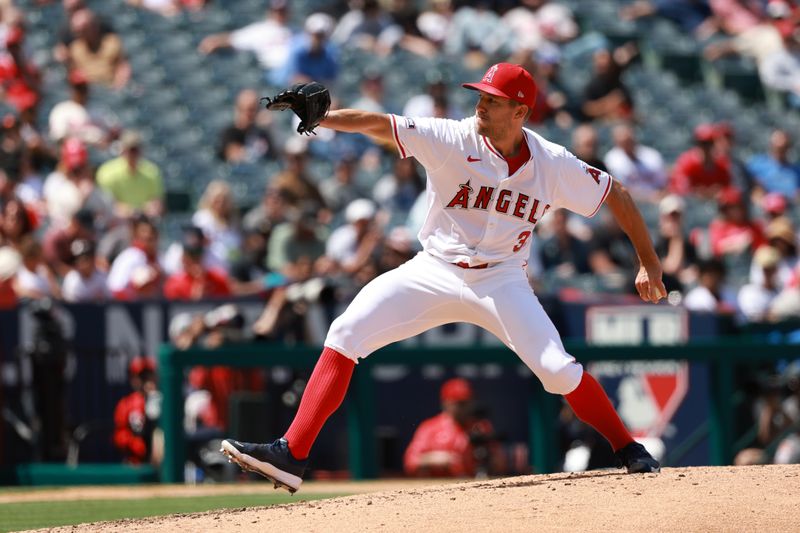 Apr 24, 2024; Anaheim, California, USA;  Los Angeles Angels pitcher Tyler Anderson (31) pitches during the fifth inning against the Baltimore Orioles at Angel Stadium. Mandatory Credit: Kiyoshi Mio-USA TODAY Sports
