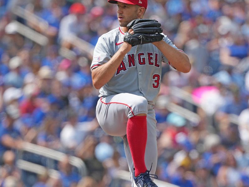 Aug 25, 2024; Toronto, Ontario, CAN; Los Angeles Angels starting pitcher Tyler Anderson (31) throws a pitch against the Toronto Blue Jays during the first inning at Rogers Centre. Mandatory Credit: Nick Turchiaro-USA TODAY Sports