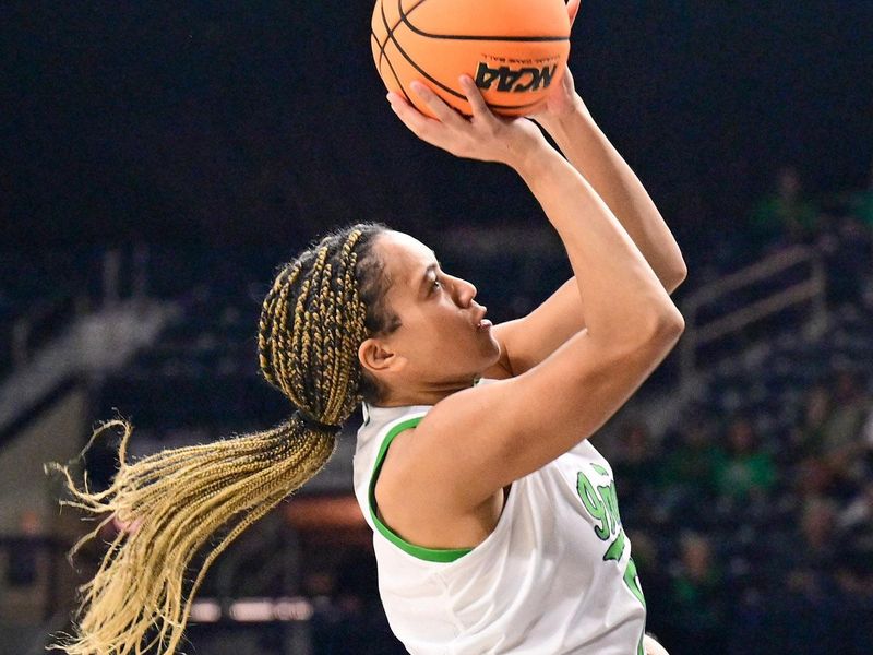 Jan 1, 2023; South Bend, Indiana, USA; Notre Dame Fighting Irish forward Jenna Brown (0) goes up for a shot in the second half against the Boston College Eagles at the Purcell Pavilion. Mandatory Credit: Matt Cashore-USA TODAY Sports