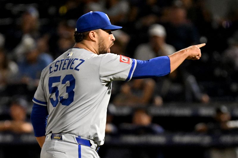 Apr 30, 2025; St. Petersburg, Florida, USA; Kansas City Royals relief pitcher Carlos Estevez (53) reacts after getting the final out against the Tampa Bay Rays at George M. Steinbrenner Field. Mandatory Credit: Jonathan Dyer-Imagn Images