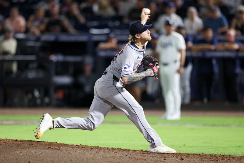 May 19, 2025; Tampa, Florida, USA; Houston Astros pitcher Josh Hader (71) throws a pitch against the Tampa Bay Rays in the ninth inning at George M. Steinbrenner Field. Mandatory Credit: Nathan Ray Seebeck-Imagn Images