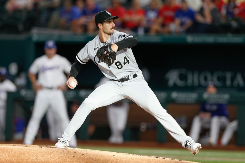 Aug 2, 2023; Arlington, Texas, USA; Chicago White Sox starting pitcher Dylan Cease (84) throws during the first inning against the Texas Rangers at Globe Life Field. Mandatory Credit: Andrew Dieb-USA TODAY Sports