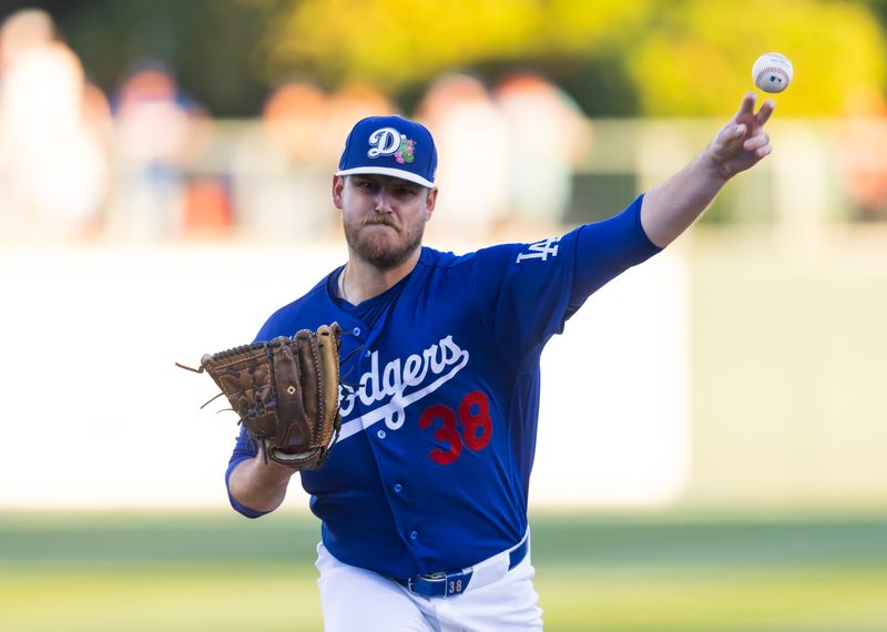 Mar 12, 2026; Phoenix, Arizona, USA; Los Angeles Dodgers pitcher Cole Irvin against the Cincinnati Reds during a spring training game at Camelback Ranch-Glendale. Mandatory Credit: Mark J. Rebilas-Imagn Images