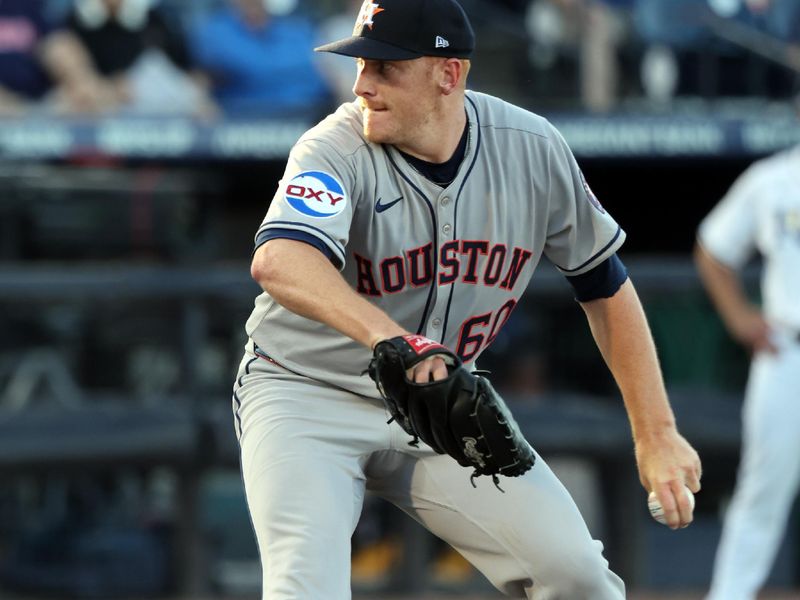 May 20, 2025; St. Petersburg, Florida, USA; Houston Astros starting pitcher Brandon Walter (60) throws a pitch during the first inning against the Tampa Bay Rays at George M. Steinbrenner Field. Mandatory Credit: Kim Klement Neitzel-Imagn Images