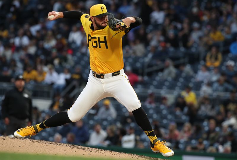 May 23, 2025; Pittsburgh, Pennsylvania, USA;  Pittsburgh Pirates starting pitcher Paul Skenes (30) pitches against the Milwaukee Brewers during the fourth inning at PNC Park. Mandatory Credit: Charles LeClaire-Imagn Images
