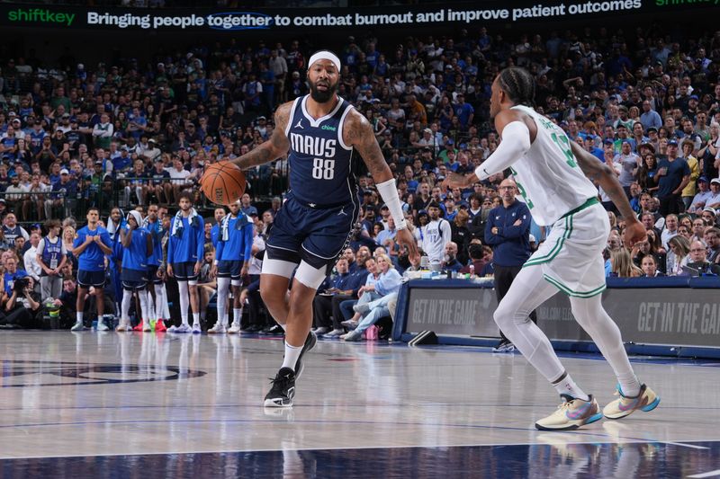 DALLAS, TX - JUNE 14: Markieff Morris #88 of the Dallas Mavericks drives to the basket during the game against the Boston Celtics during Game 4 of the 2024 NBA Finals on June 14, 2024 at the American Airlines Center in Dallas, Texas. NOTE TO USER: User expressly acknowledges and agrees that, by downloading and or using this photograph, User is consenting to the terms and conditions of the Getty Images License Agreement. Mandatory Copyright Notice: Copyright 2024 NBAE (Photo by Jesse D. Garrabrant/NBAE via Getty Images)