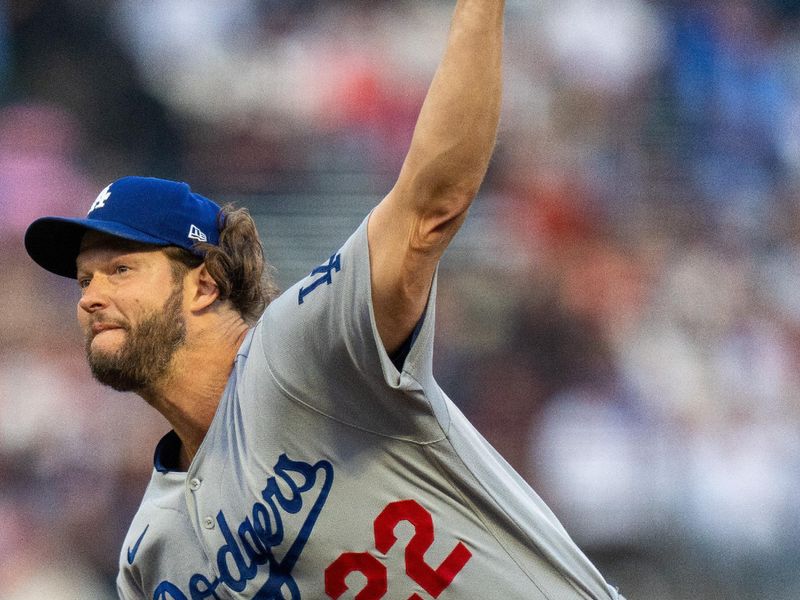 Sep 30, 2023; San Francisco, California, USA; Los Angeles Dodgers starting pitcher Clayton Kershaw (22) deliver a pitch against the San Francisco Giants during the first inning at Oracle Park. Mandatory Credit: Neville E. Guard-USA TODAY Sports